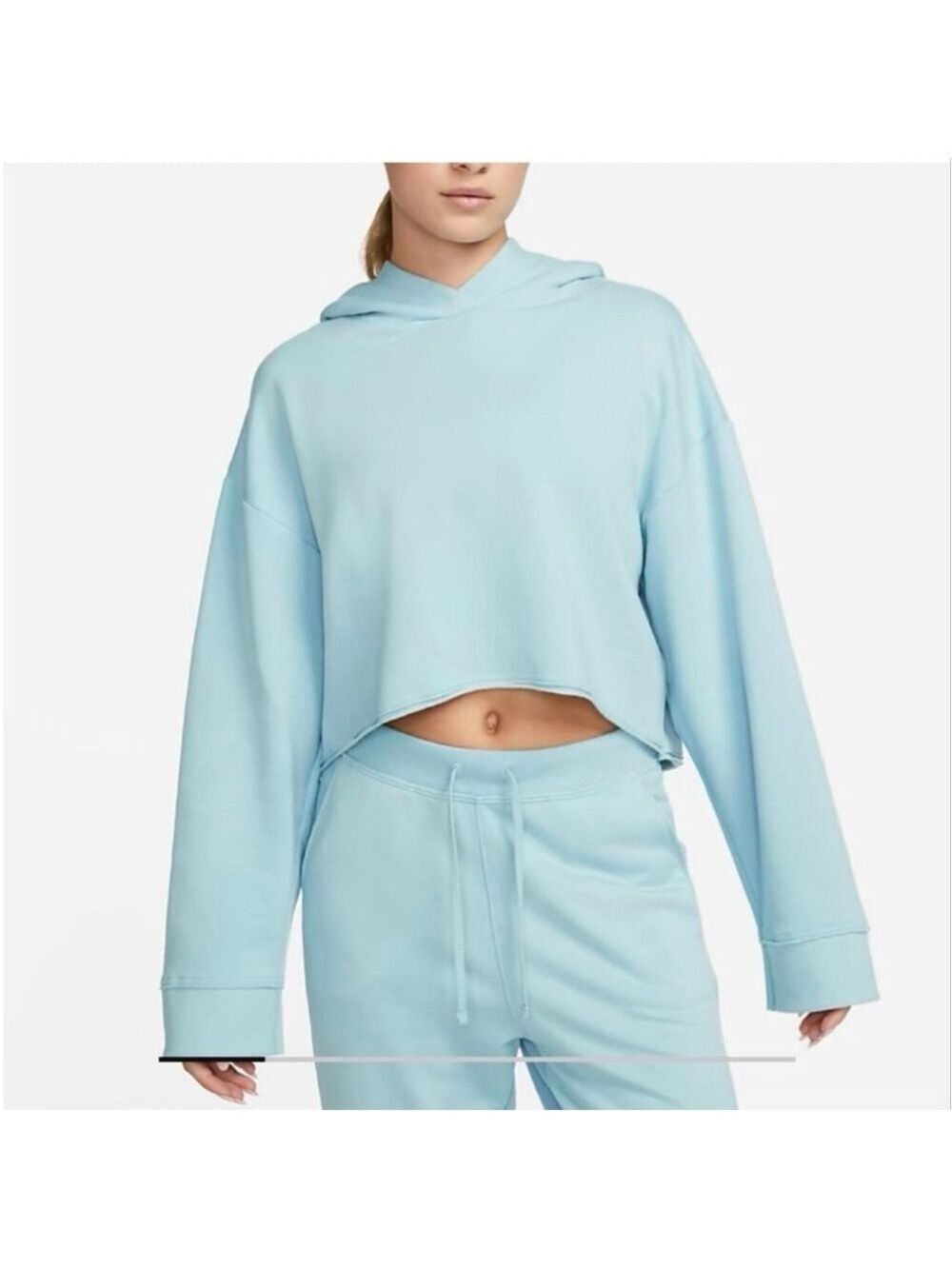 Women's Nike Yoga Light Blue Cropped Hoodie M